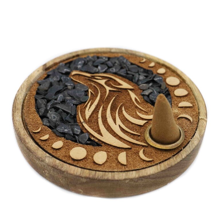 Porte-encens bois rond - Loup Onyx