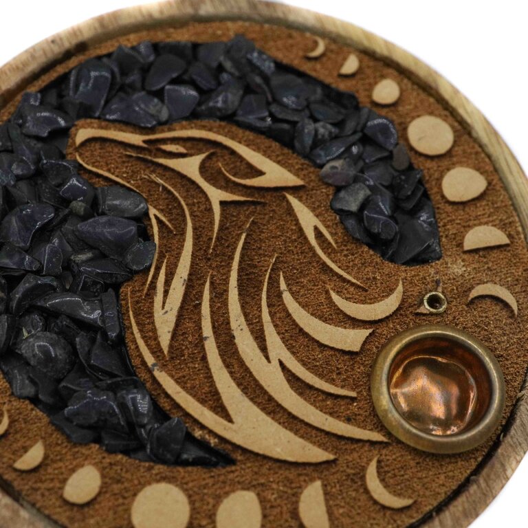 Porte-encens bois rond - Loup Onyx