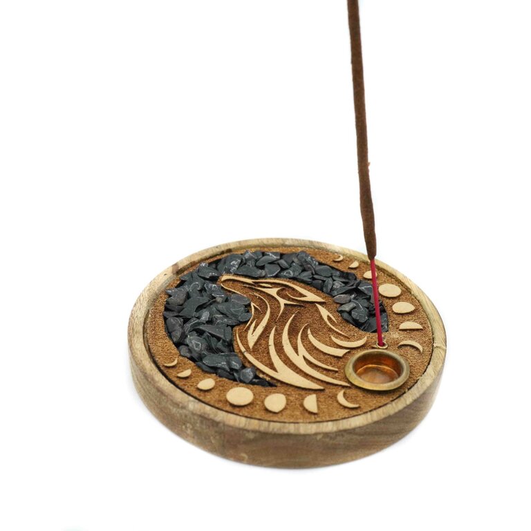 Porte-encens bois rond - Loup Onyx