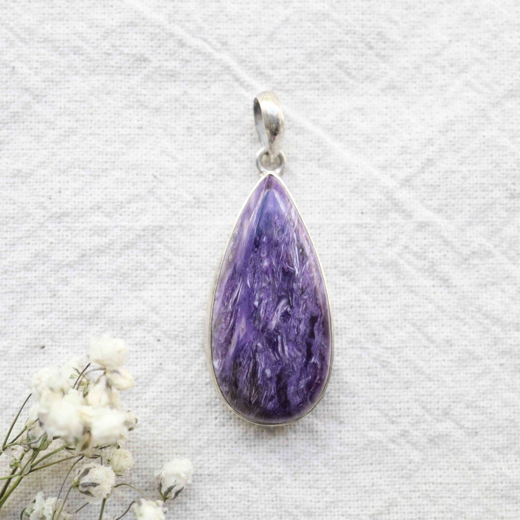 Charoite Pendant - Goutte