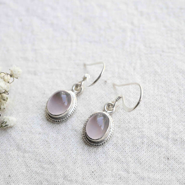 Boucles d'oreilles Quartz rose - Hortensia