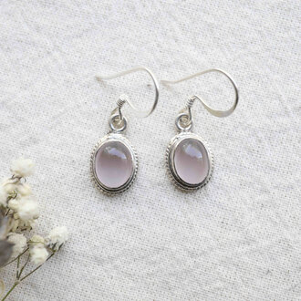 Boucles d'oreilles Quartz rose - Hortensia Boucles d'oreilles Quartz rose - Hortensia