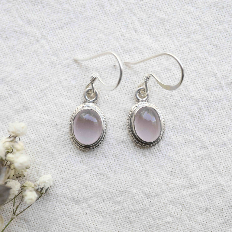 Boucles d'oreilles Quartz rose - Hortensia