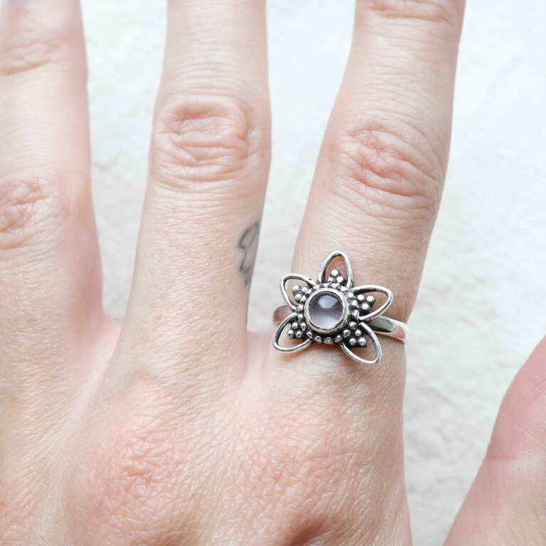 Bague Quartz rose - Lotus