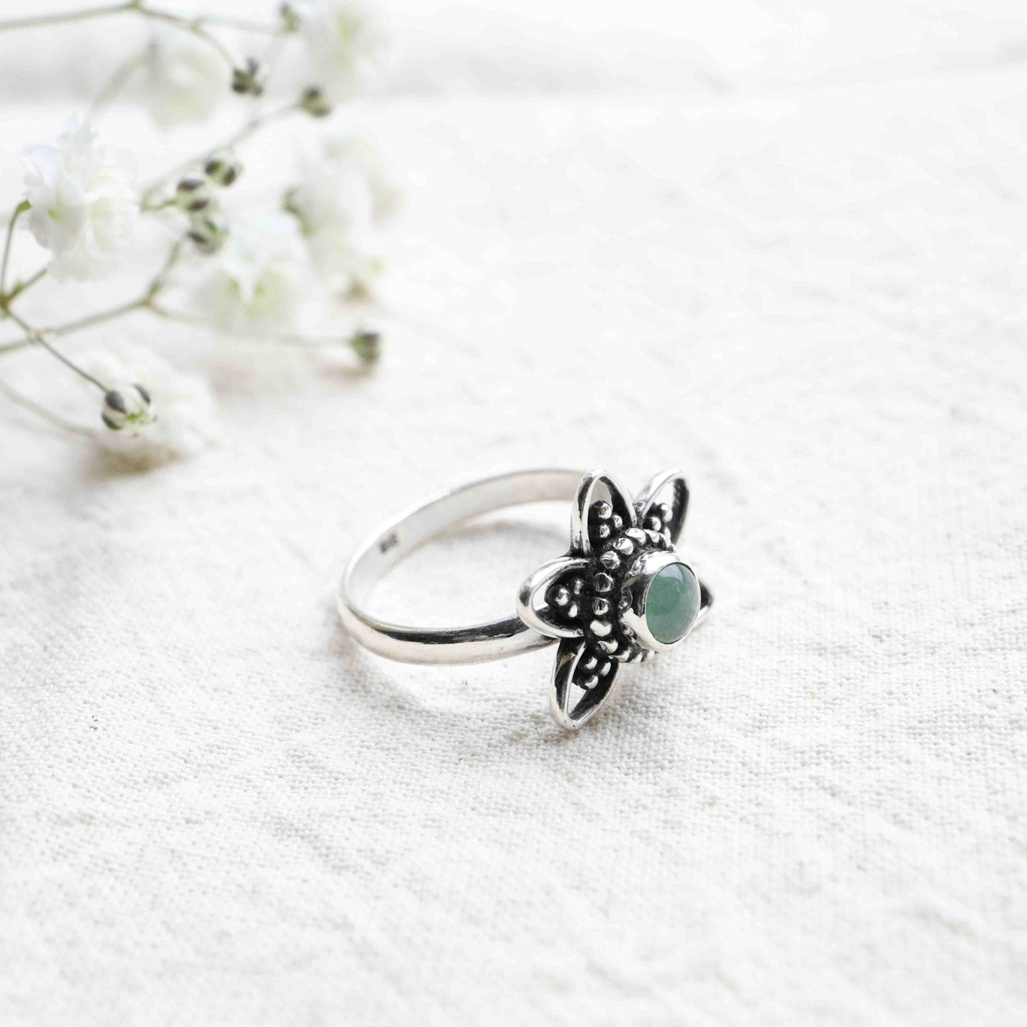 Green Aventurine Ring - Lotus