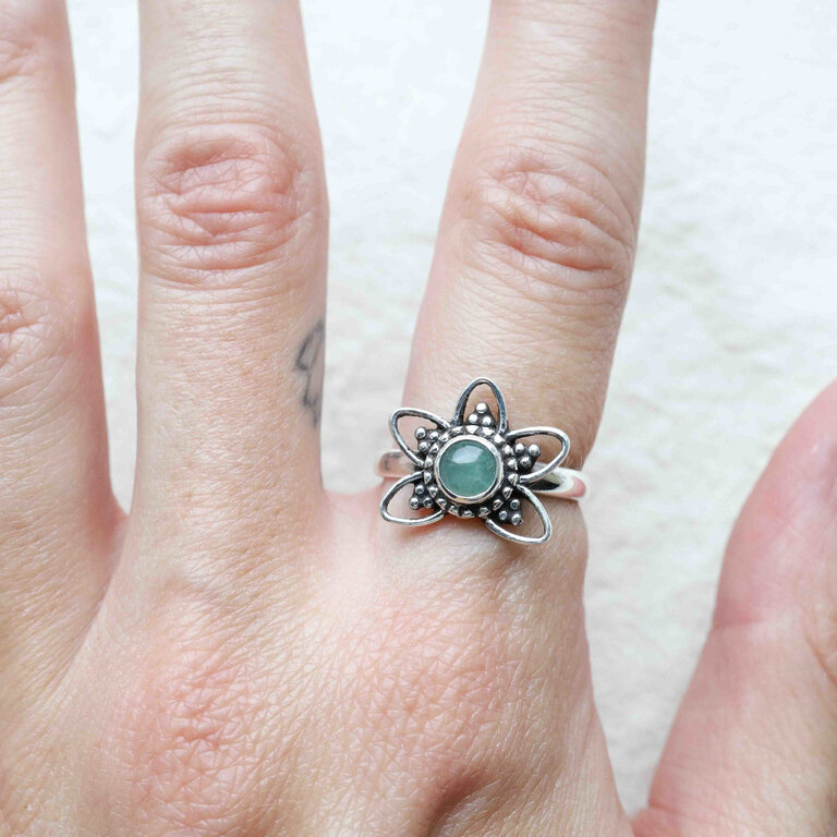 Green Aventurine Ring - Lotus