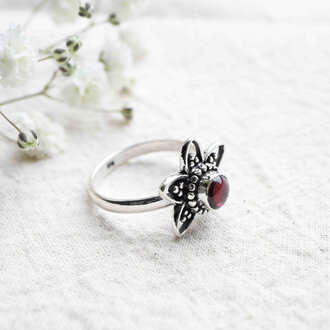 Garnet Ring - Lotus