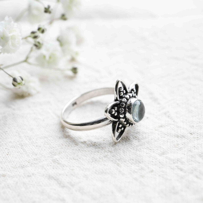 Bague Aigue-marine - Lotus