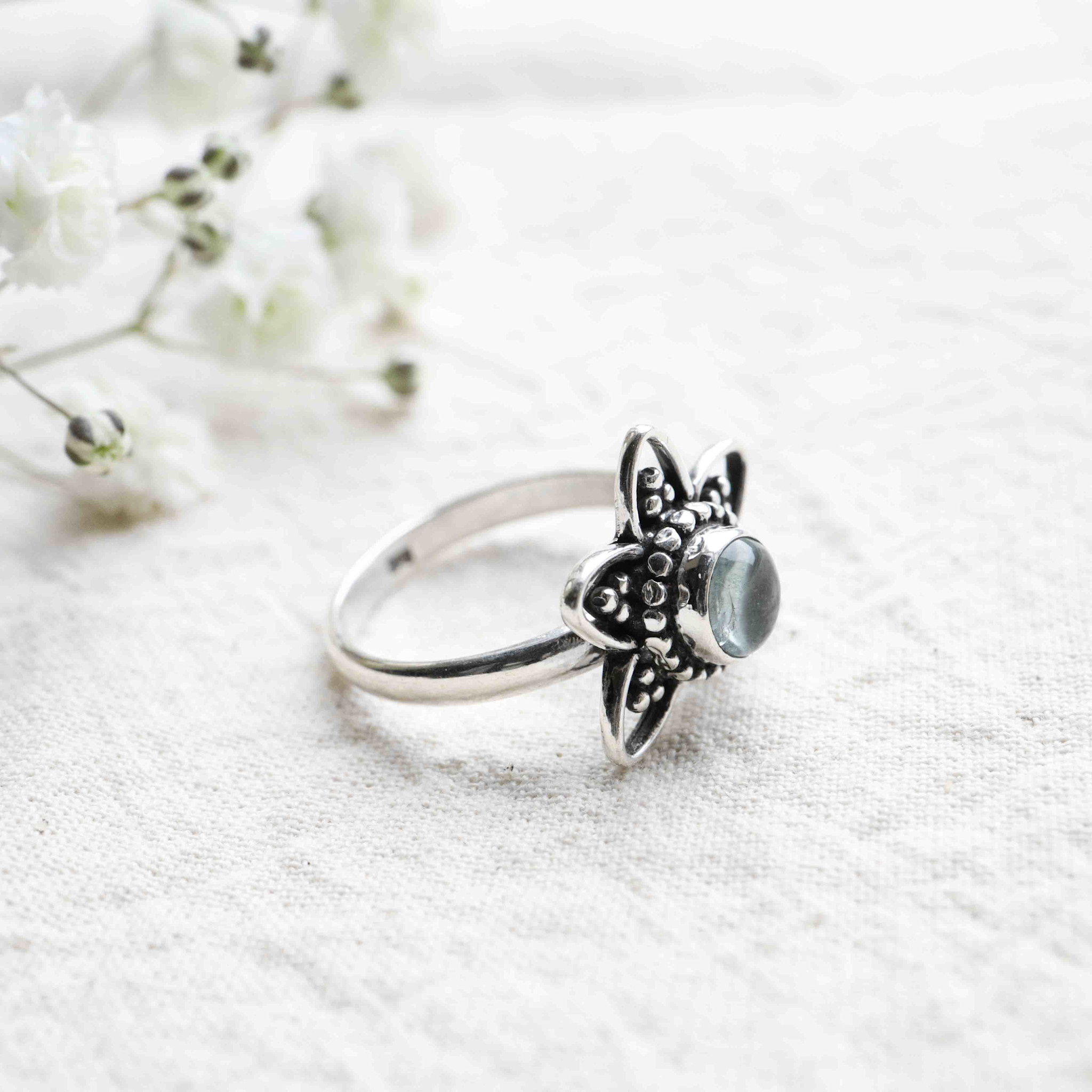 Aquamarine Ring - Lotus