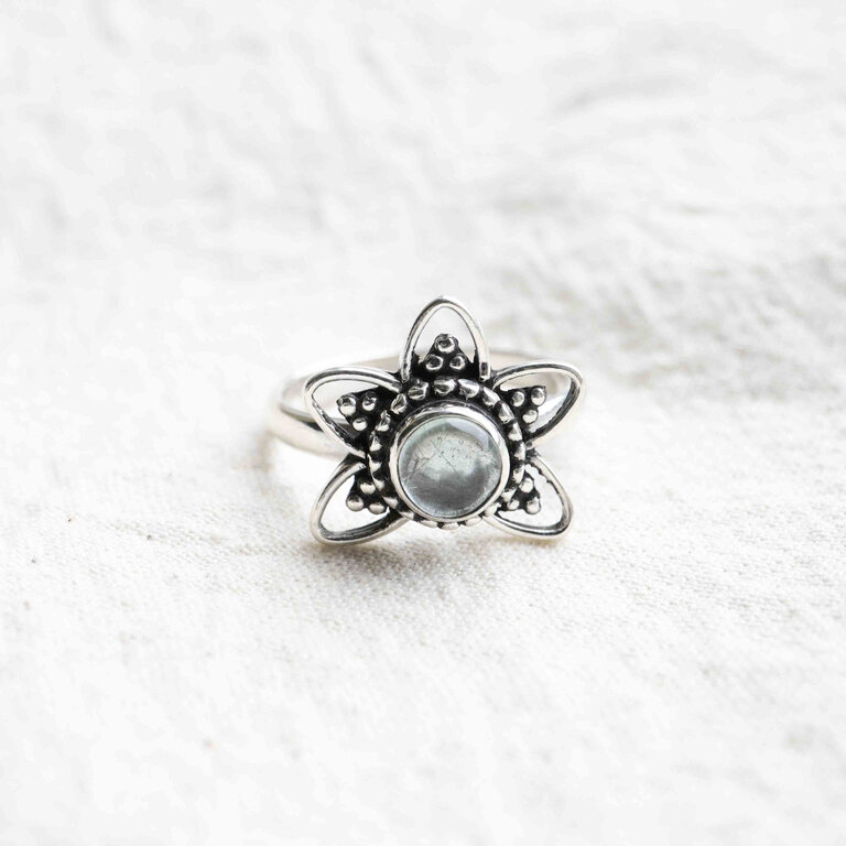 Bague Aigue-marine - Lotus