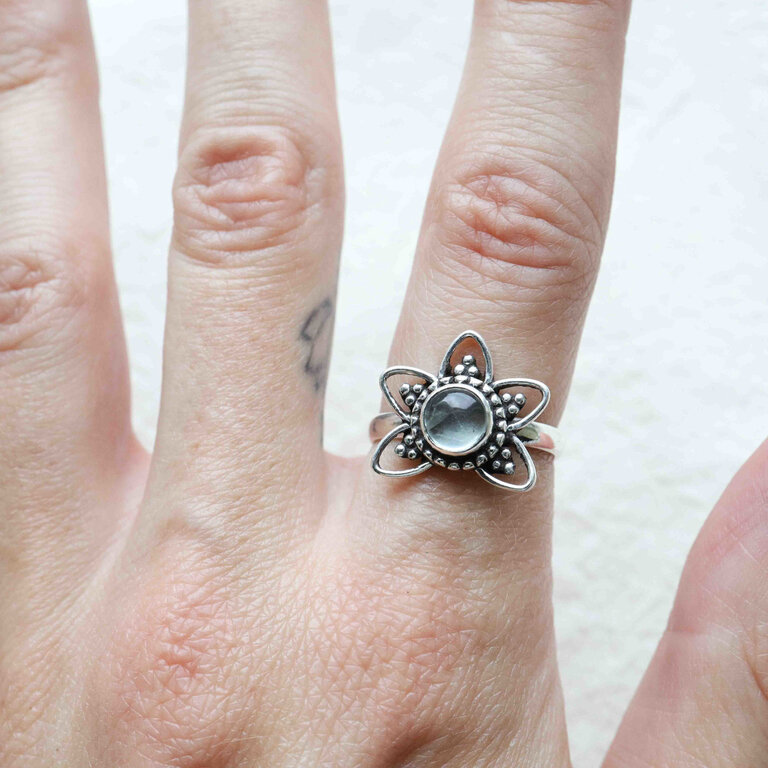 Bague Aigue-marine - Lotus