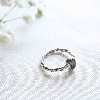 Bague Quartz fumé - Torsade