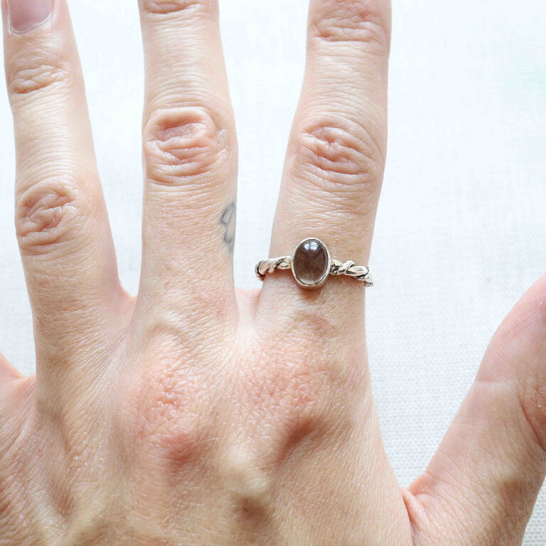 Bague Quartz fumé - Torsade