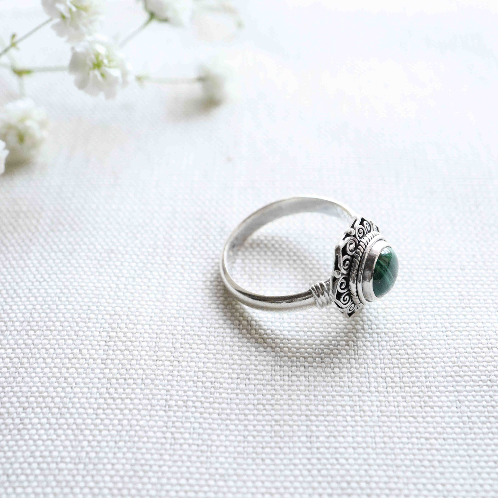 Malachite Ring - Chrysanthème