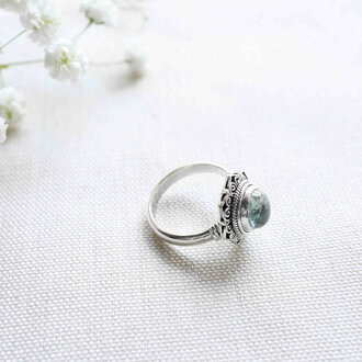 Bague Aigue-marine - Chrysanthème