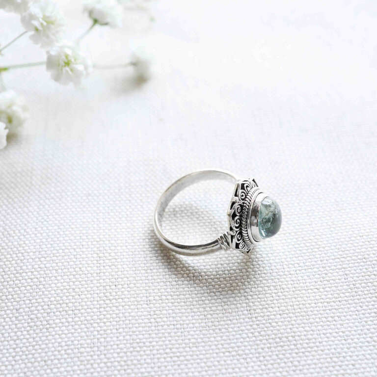 Bague Aigue-marine - Chrysanthème