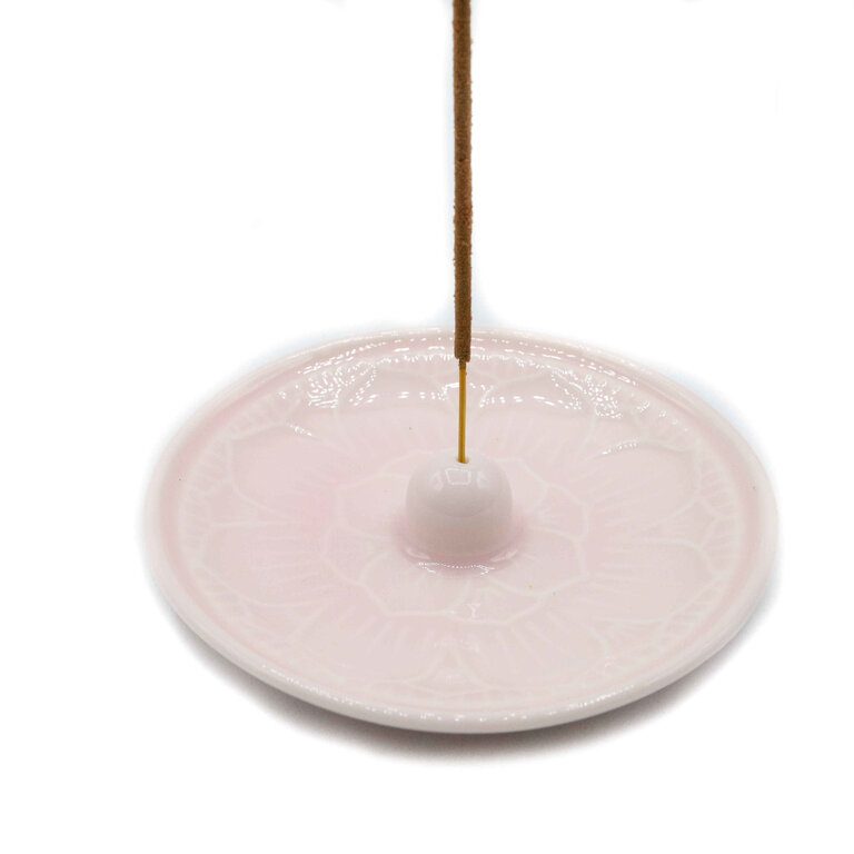Incense holder ceramic - pink lotus