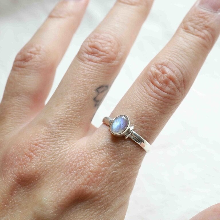 Rainbow moonstone ring - Myosotis