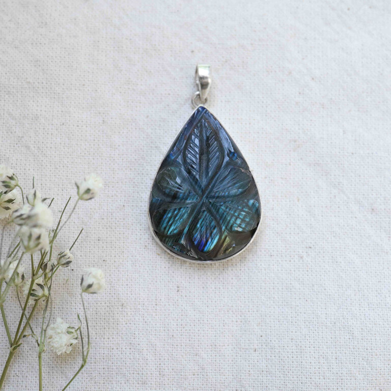 Labradorite Pendant - Carved