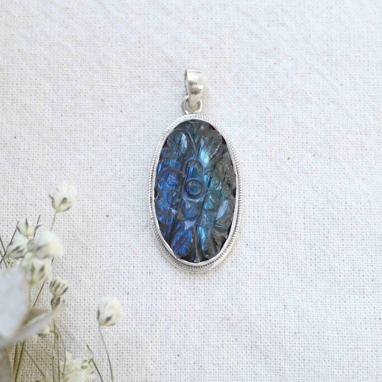 Labradorite Pendant - Carved