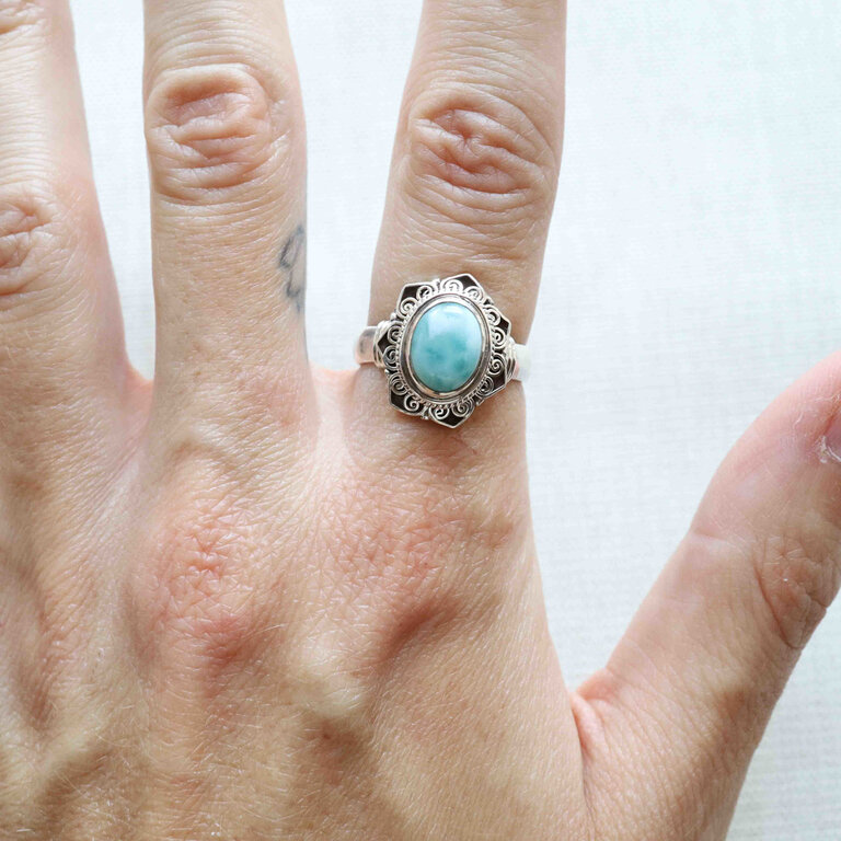 Bague Larimar - Chrysanthème