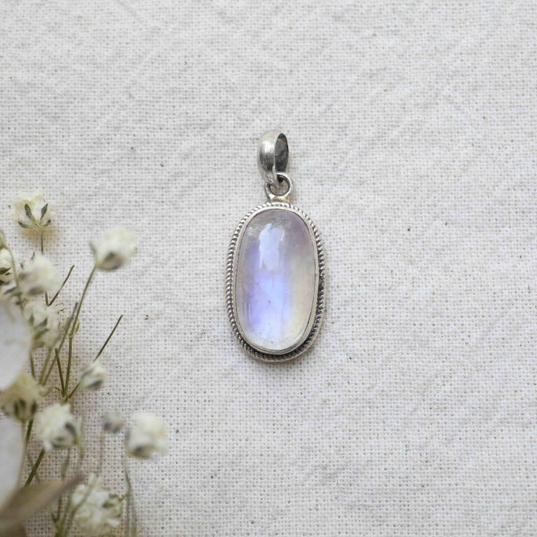 Rainbow Moonstone Pendant - Allongé