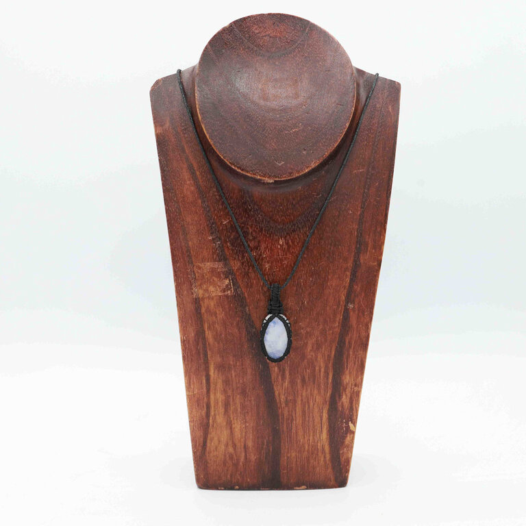 Rainbow Moonstone Pendant - Macrame