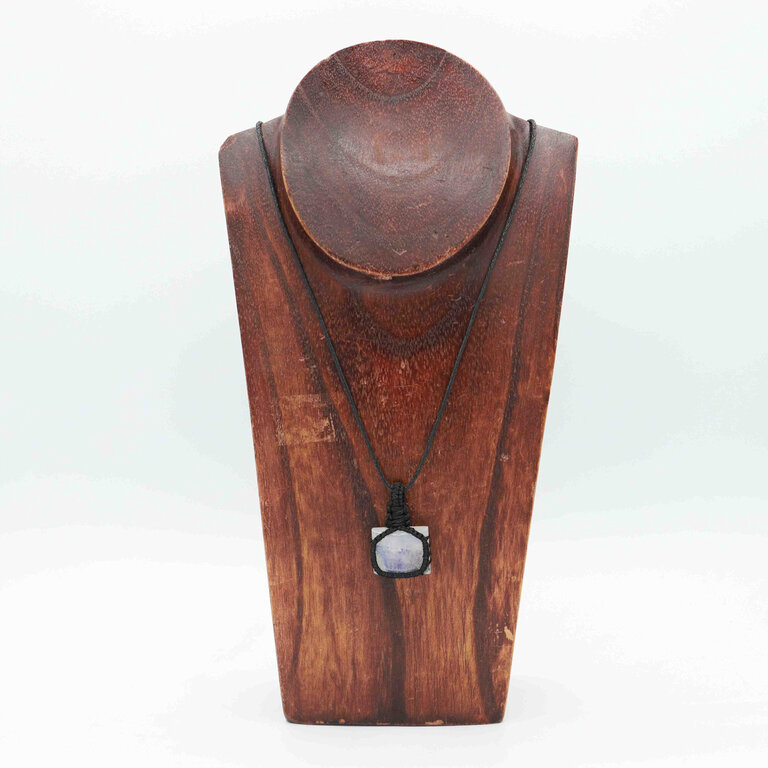 Rainbow Moonstone Pendant - Macrame