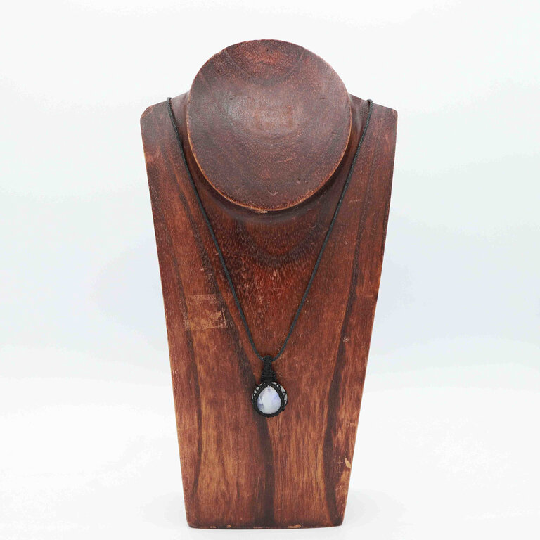 Rainbow Moonstone Pendant - Macrame