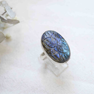 Bague Labradorite - Gravée