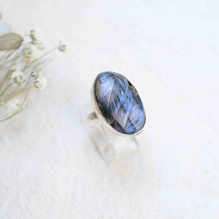 Bague Labradorite - Gravée