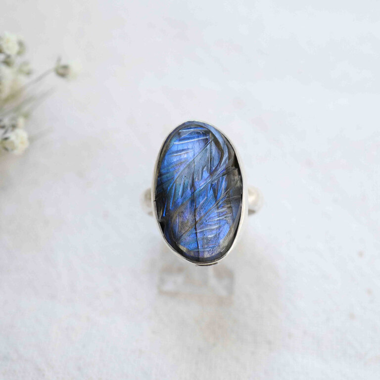 Bague Labradorite - Gravée