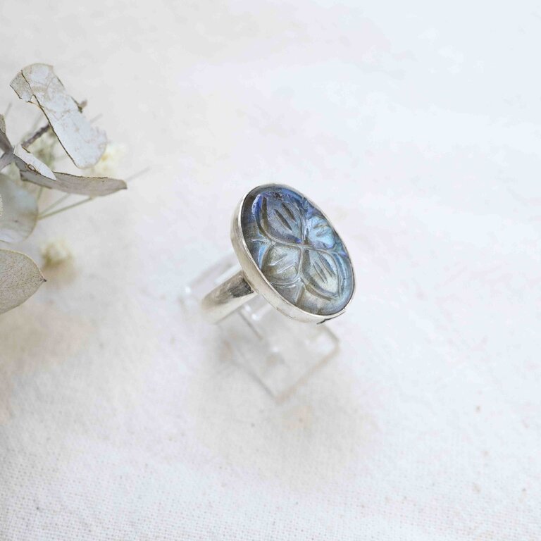 Bague Labradorite - Gravée