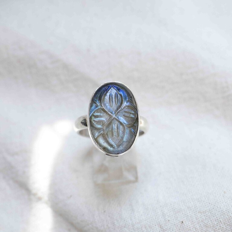 Bague Labradorite - Gravée
