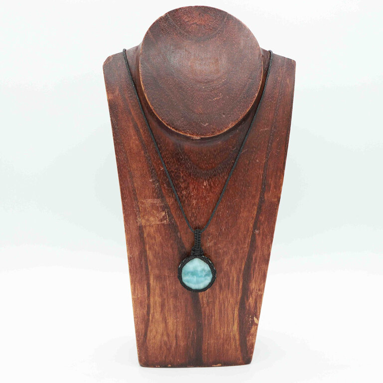 Pendentif Larimar macramé - Rond