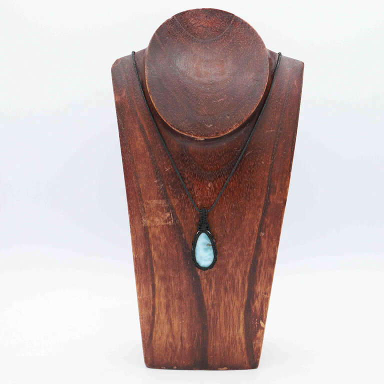Pendentif Larimar - Macramé