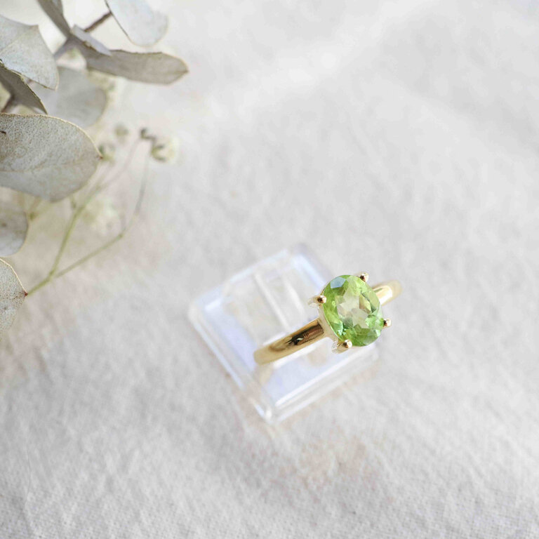 Bague Péridot plaqué or - Ovale