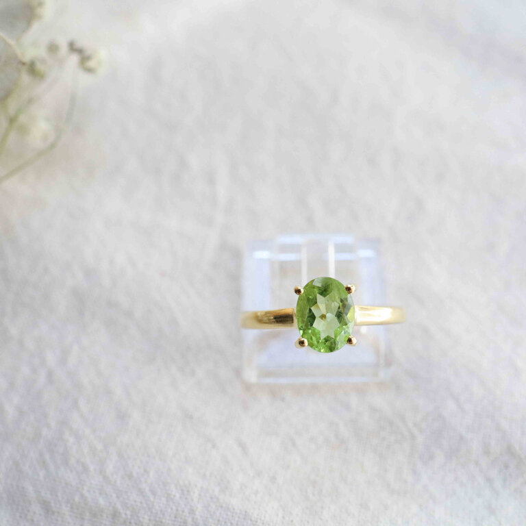 Bague Péridot plaqué or - Ovale