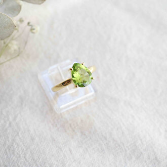 Peridot Ring Gold Plated - Goutte Peridot Ring Gold Plated - Goutte