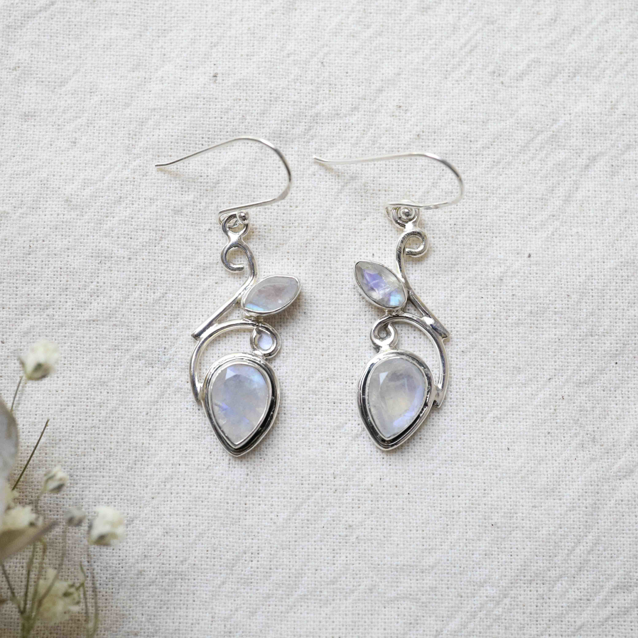 Rainbow Moonstone Earrings - Zelda