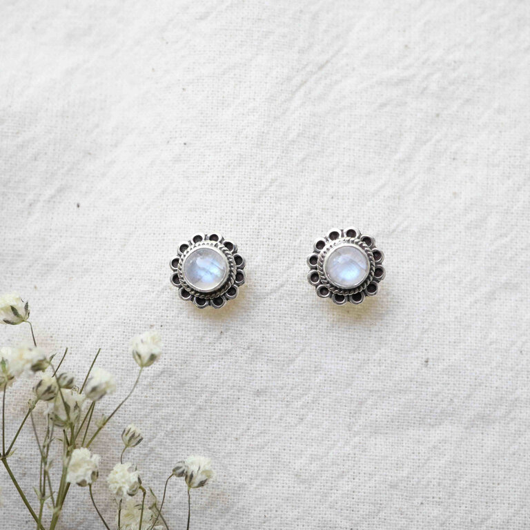 Boucles d'oreilles Pierre de lune - Marguerite