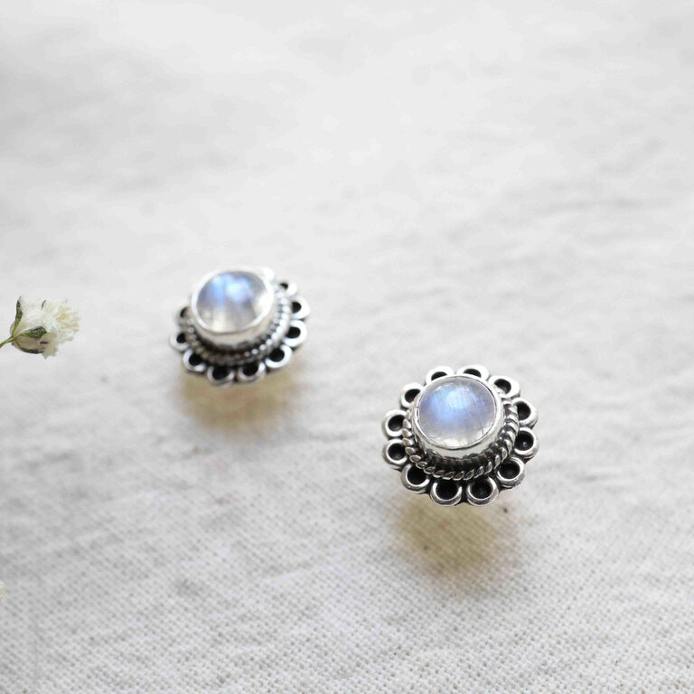 Boucles d'oreilles Pierre de lune - Marguerite