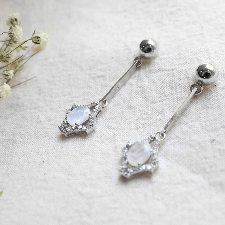 Rainbow Moonstone Earrings - Elwynn