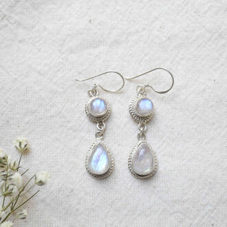 Rainbow Moonstone Earrings - Bégonia