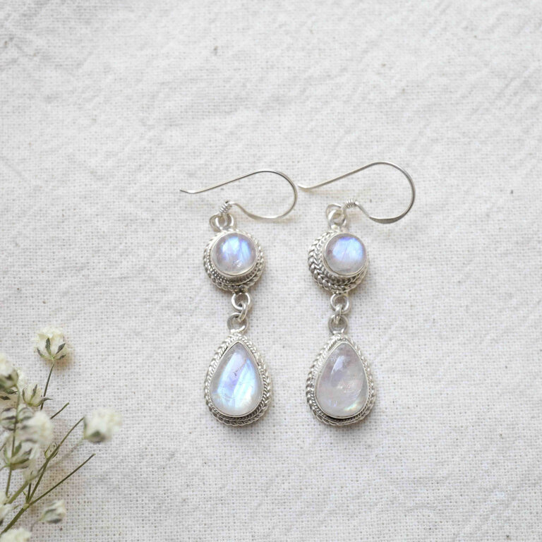 Boucles d'oreilles Pierre de lune - Bégonia