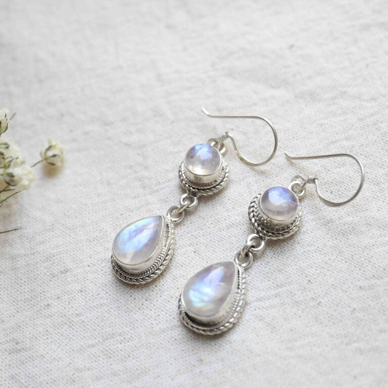 Boucles d'oreilles Pierre de lune - Bégonia