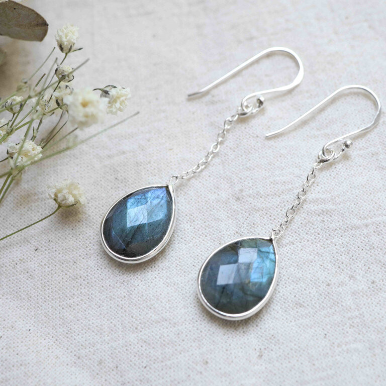 Boucles d'oreilles Labradorite - Céleste