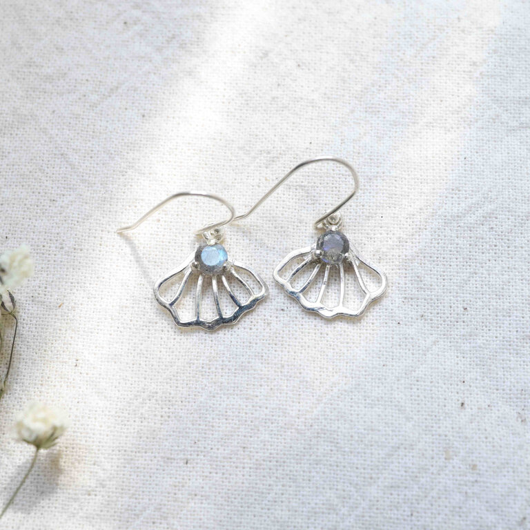 Boucles d'oreilles Labradorite - Éventail