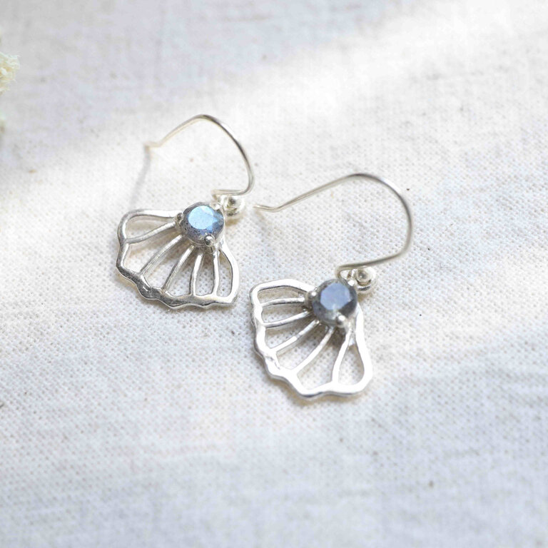 Boucles d'oreilles Labradorite - Éventail