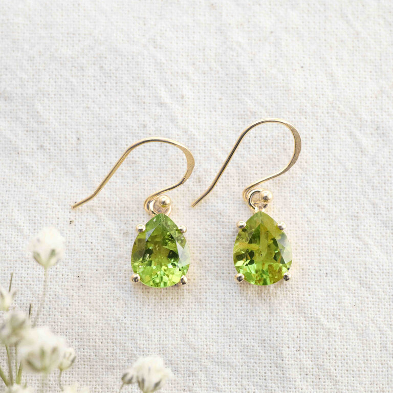 Boucles d'oreilles Péridot plaqué or - Goutte